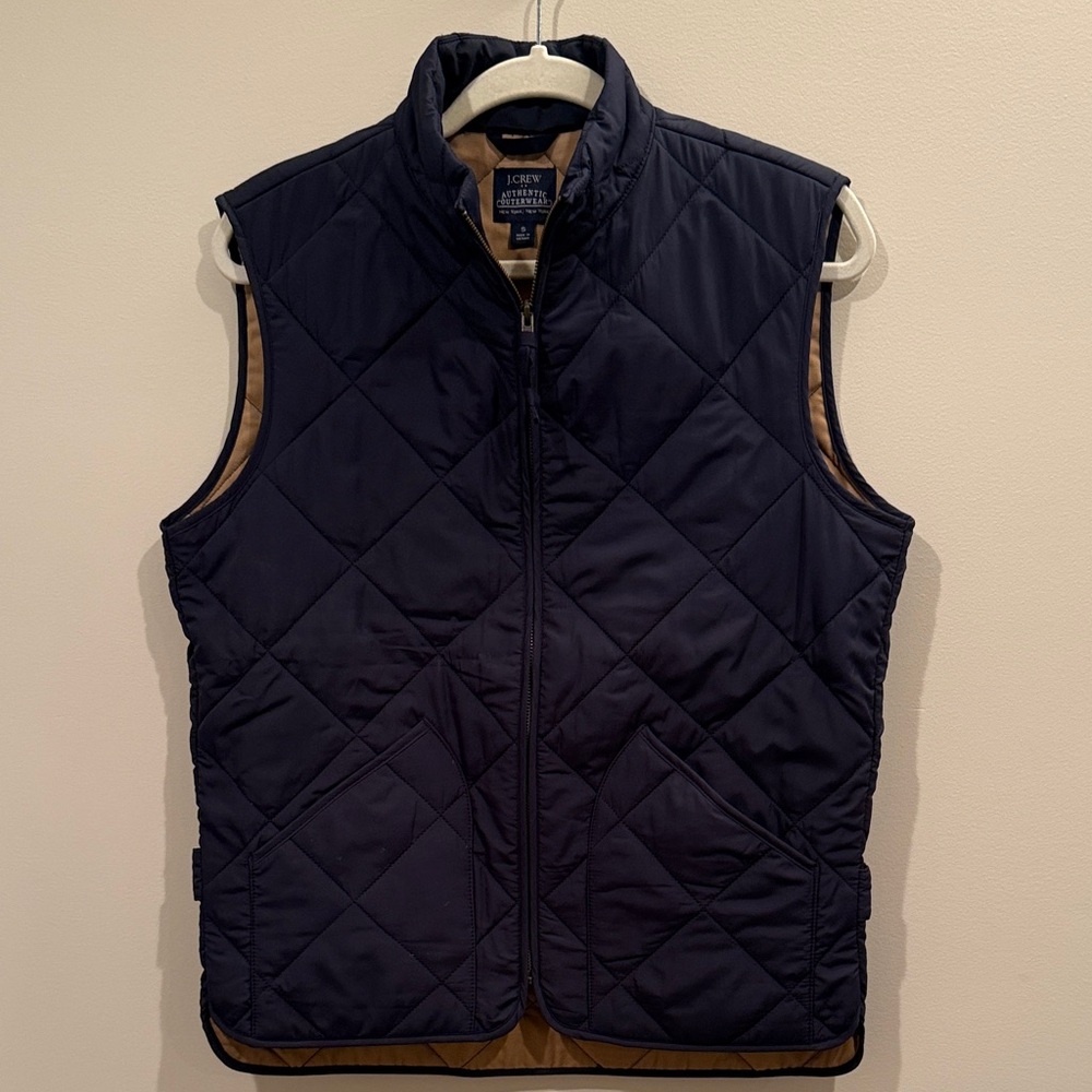 J. Crew Authentic Outerwear Navy Men's Quilted Vest Size Sm